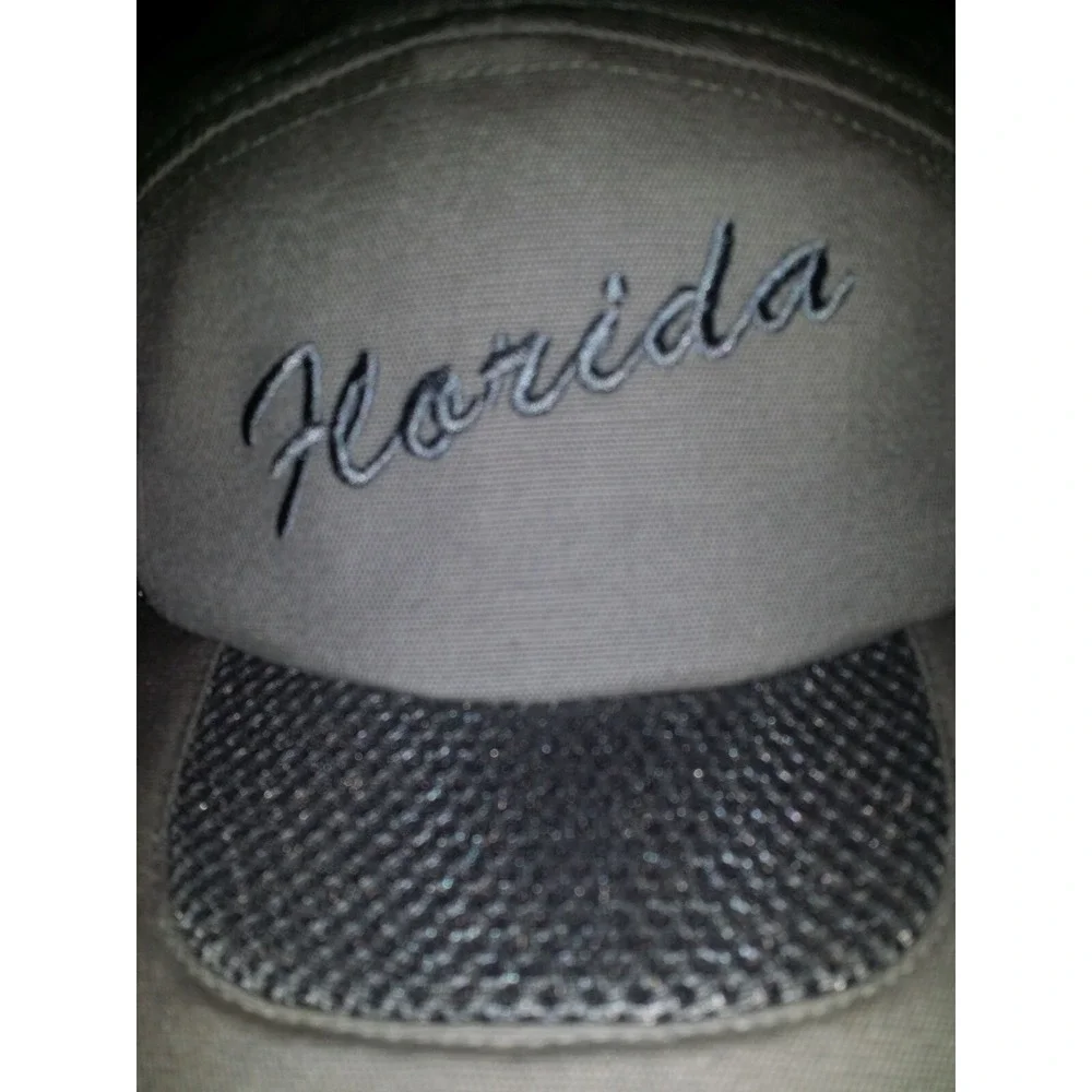 Lot 2 Florida Mesh Fishing Hats Gray Strapback Caps Casual Outdoors Mens OS Set!